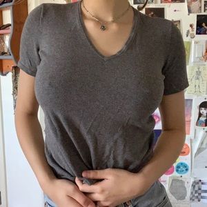 ann taylor grey v-neck
